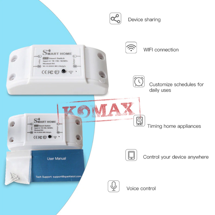 Thiết bị điều khiển từ xa qua Wifi Tuya-R2 giúp bạn dễ dàng điều khiển các thiết bị điện trong nhà thông qua ứng dụng Tuya Smart. Chỉ cần kết nối Wifi, bạn có thể điều chỉnh mọi thứ từ xa mà không cần phải lại gần thiết bị.